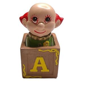 Vintage clown in alphabet block